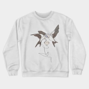 Line art woman bird Crewneck Sweatshirt